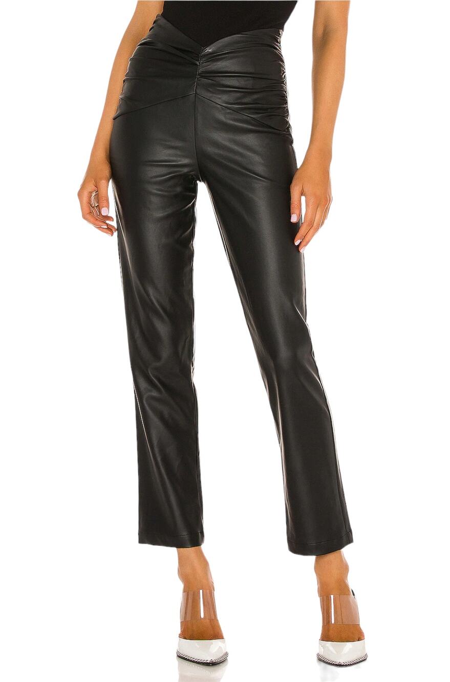 NBD Black Faux Leather Sophia Asymmetrical Front Pants